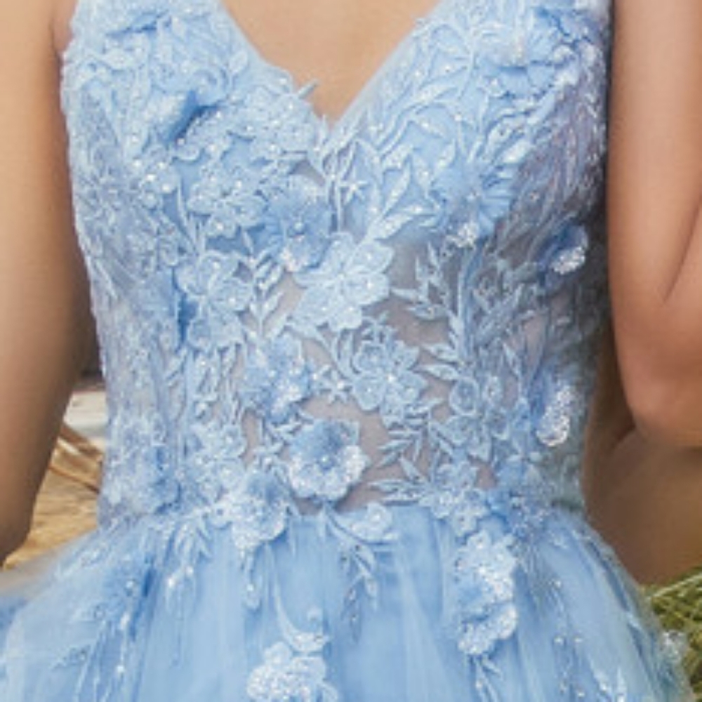 Designer Yellow,lilac,blue long beaded floral lace embroidered gown - Picture 2 of 8